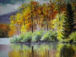 Геннадий Иволгин, живопись по мокрому шелку